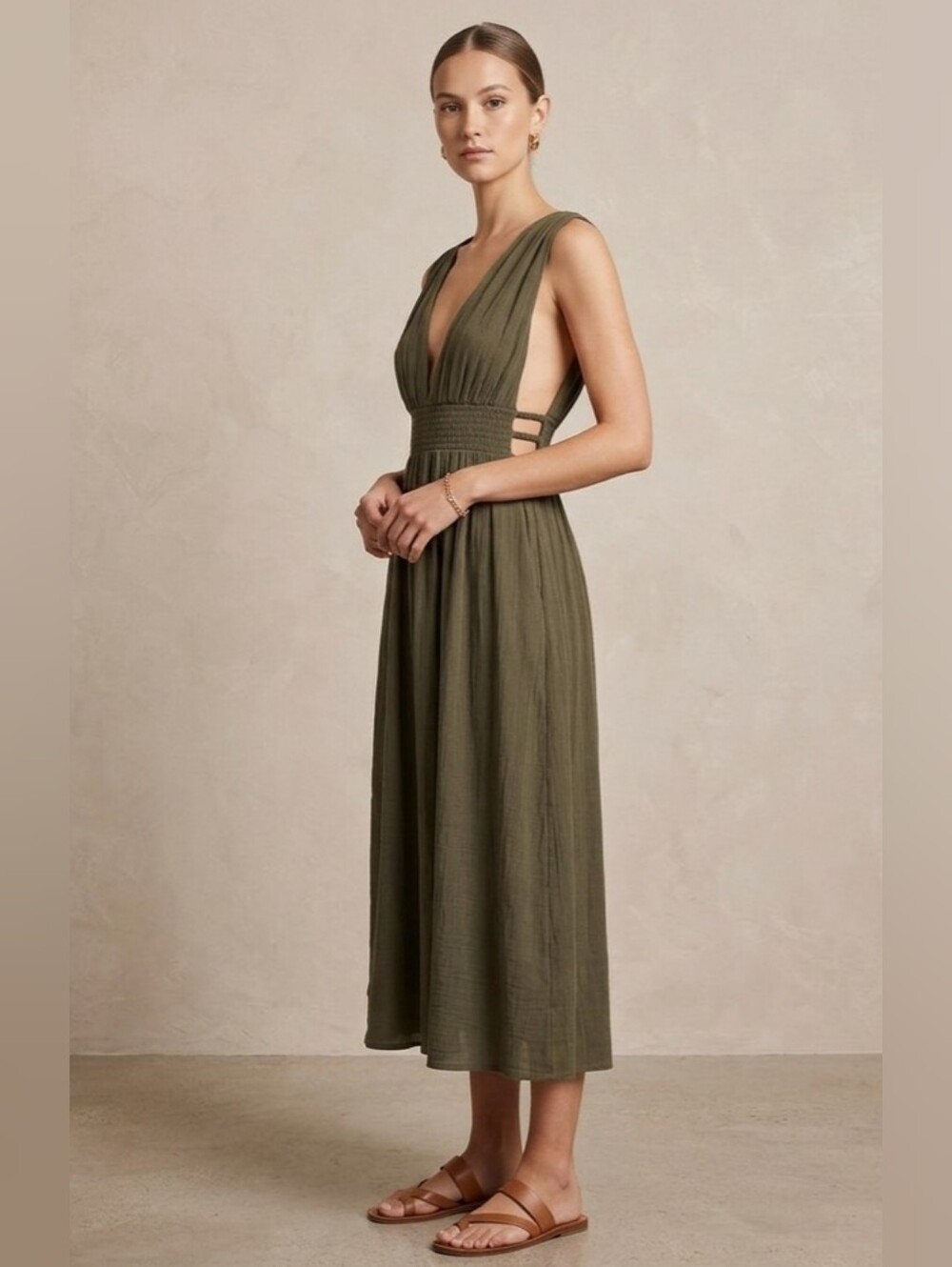 Just Found Empire Waist V-Neck Maxi Dress NWT Sz Small